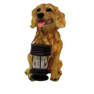   Retriever Dog With Lantern Solar Light (Yellow)