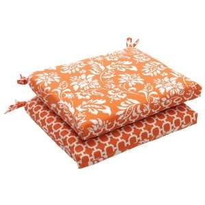  Pillow Perfect Outdoor Orange/White Geometric/Floral Square 