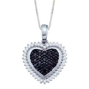   . Black and White Diamond Heart Pendant with Chain Katarina Jewelry