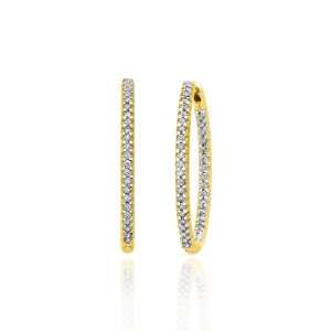   14K Yellow Gold 2 ct. Diamond Hoop Earrings Katarina Jewelry