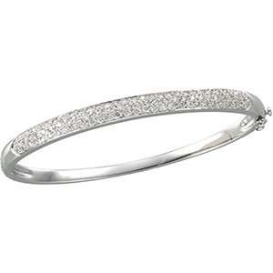 14K White Gold Diamond Bangle Bracelet 
