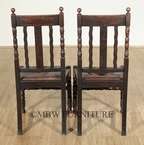 Antique English Solid Oak Jacobean Dining Side Chairs Set (6) c1920 