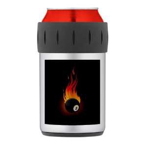    Thermos Can Cooler Koozie Flaming 8 Ball for Pool 