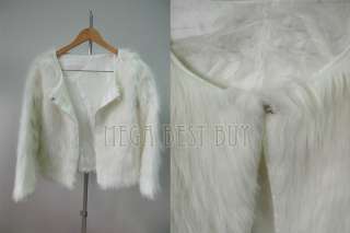Glamour Women Korean Style Faux Fur Graceful White Short Coat Jacket 