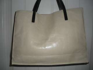 BANANA REPUBLIC Off White Leather Tote Satchel Hand Bag Purse  