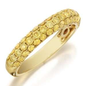    3 Sided Natural Fancy Yellow Pave Diamond Band 1.01ct Jewelry