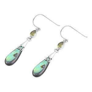  Stone Earrings   Abalone and Peridot CZ   39 mm Jewelry