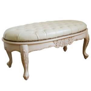  Twyla Tufted Oval Bench   Ivory