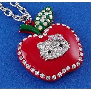  Red Apple Hello Kitty Cat Pendant Necklace n523 