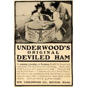  1904 Ad Wm. Underwood Co. Deviled Ham Camping Food 