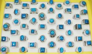 wholesale jewelry lot 10pcs Turquoise silver P Mens Fashion rings mix 