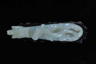 Antique Chinese Jade Carved Belt Hook / Buckle w Dragons on Customized 