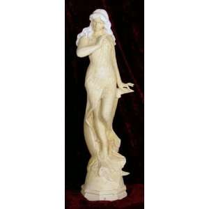   Standing Lady on Crescent Moon Statue   Soft Goldenrod