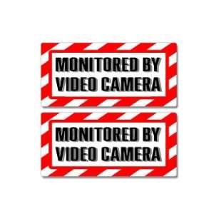  Monitored By Video Camera Sign   Alert Warning   Set of 2 