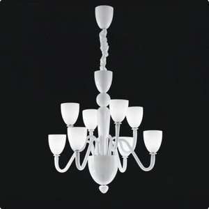 Zaneen D8 1316 Moma   Eight Light Chandelier, Chrome Finish with White 