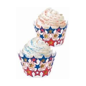  Wilton Cupcake Wrap 18/Pkg Patriotic Stars; 3 Items/Order 