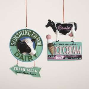   Pack of 12 Dairy and Ice Cream Cow Christmas Ornaments