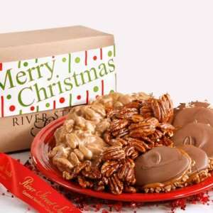 Merry Christmas Gift Box of Glazed Pecans, Pralines & Milk Chocolate 