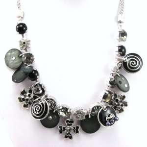  Necklace french touch Mélusine gray black. Jewelry