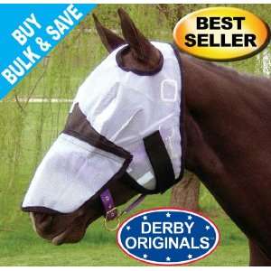 Derby Originals Horse Fly Mask W/O Ears & Removable Nose Cover White 