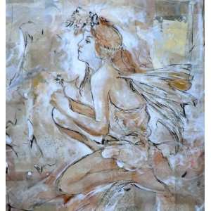  FAIRY Original 32x 44 Mixed Media Painting on Unstretched Canvas 