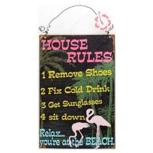  Tropical House Rules Metal Wall Sign