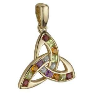   Gold Trinity Knot Rainbow Pendant Necklace   Made in Ireland Jewelry