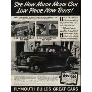   How Much More Car Low Price Now Buys  1940 Plymouth Ad, A2726