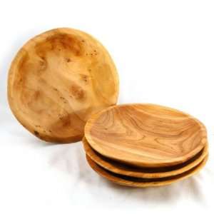 Root Wood Round Plates   Set of 4 
