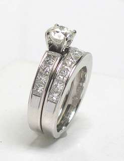  14k WHITE GOLD 1ct DIAMOND SOLITAIRE RING & BAND  