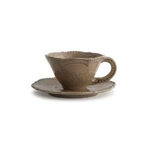  Arte Italica Merletto Mocha Scalloped Cup and Saucer Set 
