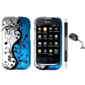  Blue Black Silver Vine Design Protector Hard Cover Case for Huawei 