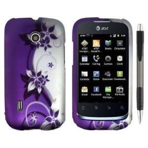 Purple Black Silver Vine Design Protector Hard Cover Case for Huawei 