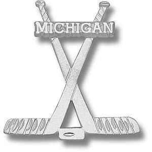  University of Michigan Hockey Sticks Pendant (Silver 