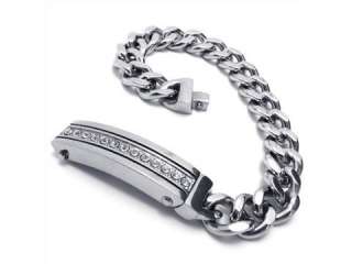 Mens Silver Tone Stainless Steel Bracelet Bangle Chain  
