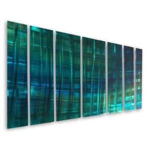 Abstract by Ash Carl Metal Wall Art in Blue and Turquoise   23.5 x 60 
