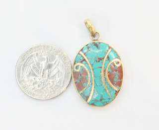 MOROCCAN TRADITIONAL TURQUOISE STONE AND SILVER PENDANT  