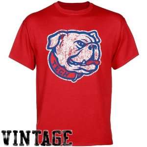 NCAA Louisiana Tech Bulldogs Red Distressed Logo Vintage T shirt 