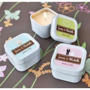  Baby Keepsake Square Personalized Theme Candle Tins (Set 