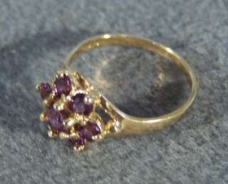   10 K YELLOW GOLD 7 AFRICAN AMETHYST ART DECO BAND RING 6  