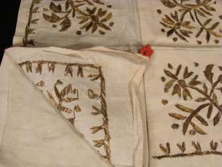 19c.ANTIQUE OTTOMAN GOLD THREAD FLORAL EMBROIDERY BOHCA  