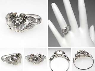 Antique Art Deco 2.5 Carat Old European Cut Diamond Engagement Ring 