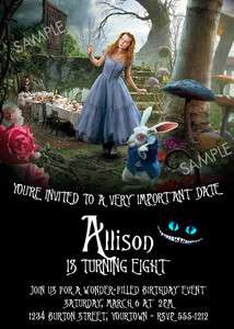 Alice in Wonderland Invitation for Birthday Party  