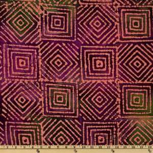   Indian Batik Tribal Squares Teal/Purple Fabric By The Yard Arts