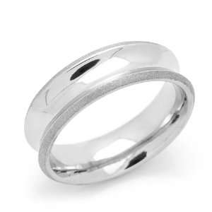 Sterling Silver Wedding Band 6MM Matt Finish Edged Curved Comfort Fit 