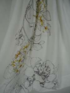Size 4 Maeve Anthropologie White Dress Floral Strapless Cotton Aline S 