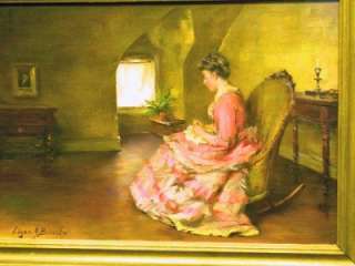 Lady in Rocking Chair Oil Painting by Edgar J Bissell  