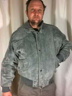 Vtg 80s Leather Suede Bomber Faux Fur Lined Jacket M  