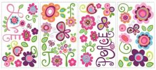 New LOVE JOY PEACE WALL DECALS Girls Flowers Stickers 034878978710 