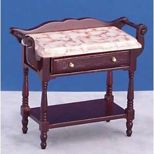   Miniature Mahogany Side Table with Marble Top 